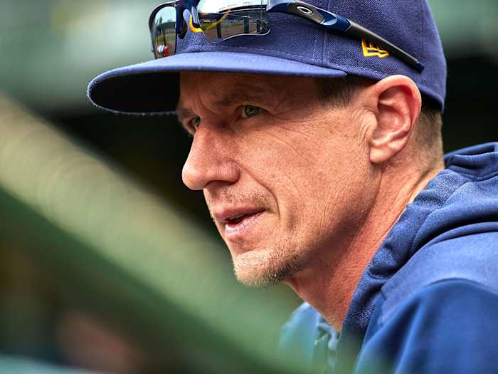 Craig Counsell in the dugout